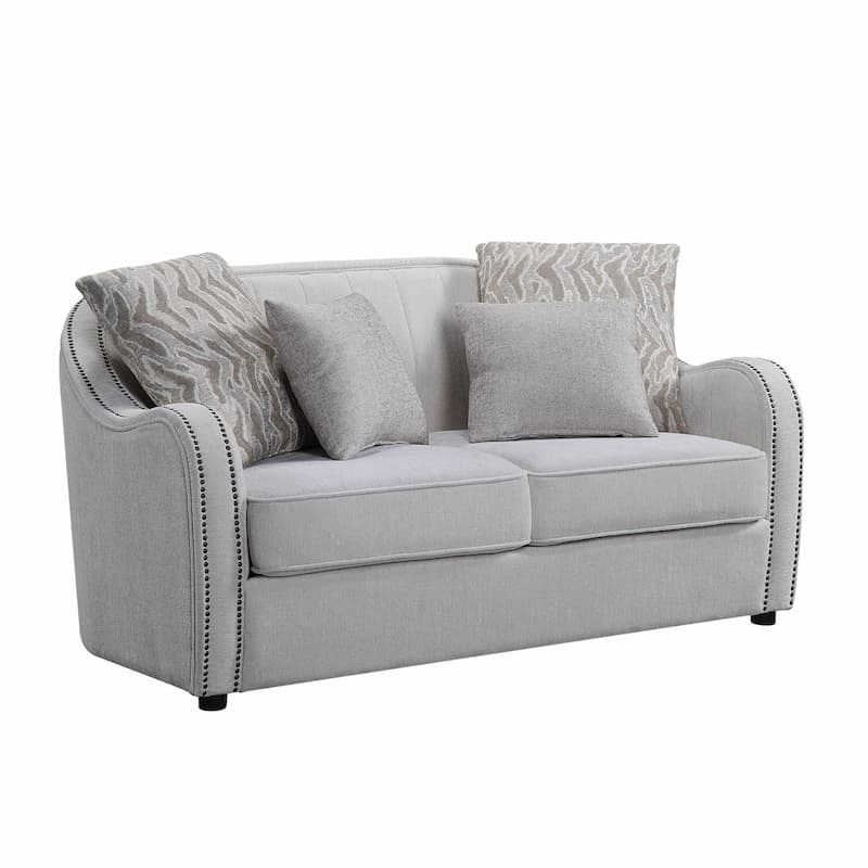 Mahler Beige Linen Loveseat W/4 Pillows