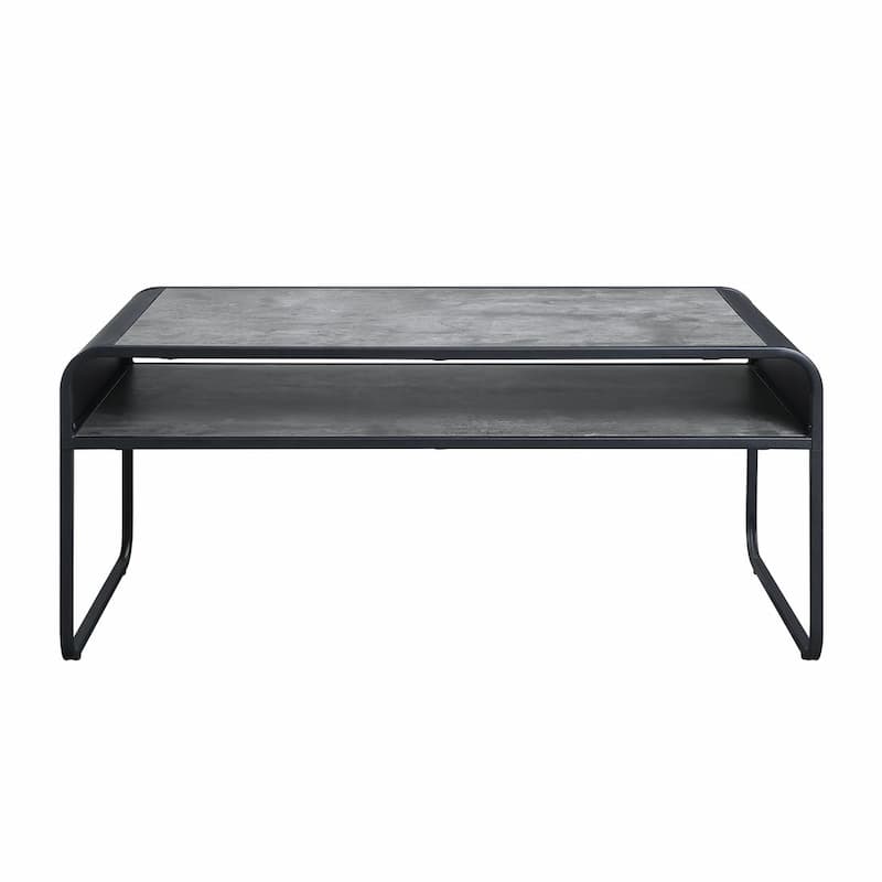 Raziela Concrete Gray & Black Finish Coffee Table