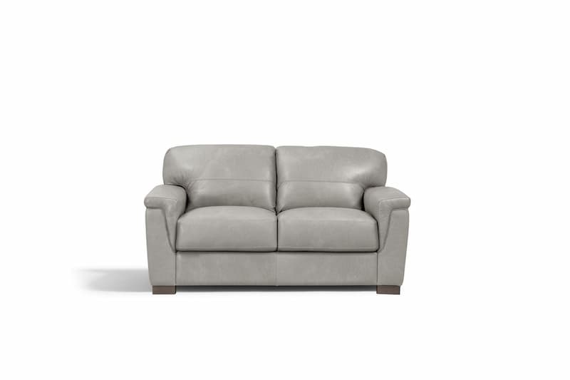 Cornelia Pearl Gray Top Grain Leather Loveseat