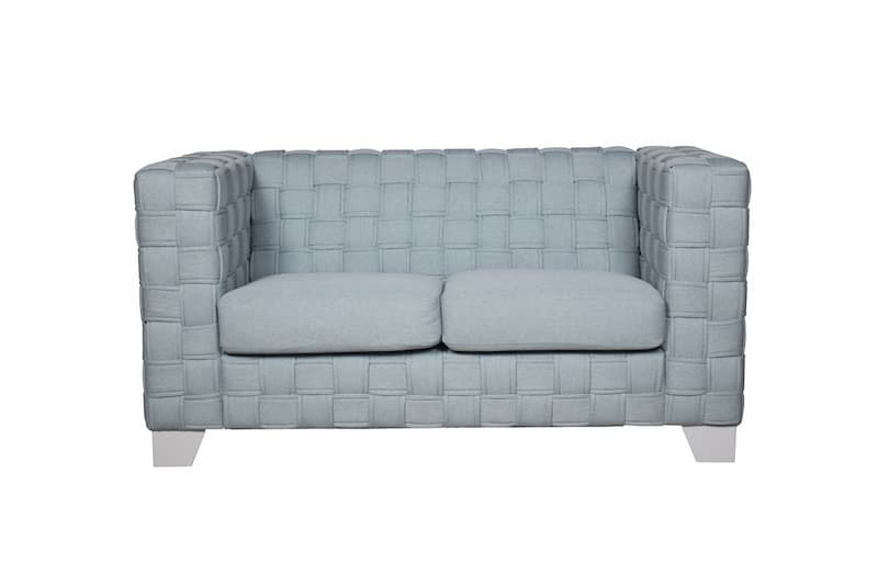 Saree Light Teal Chenille & White Finish Loveseat