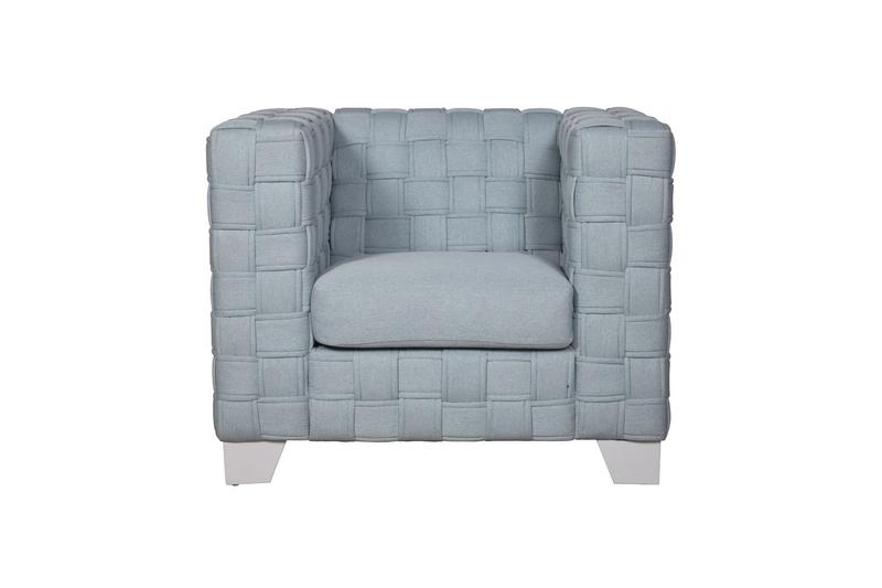 Saree Light Teal Chenille & White Finish Chair