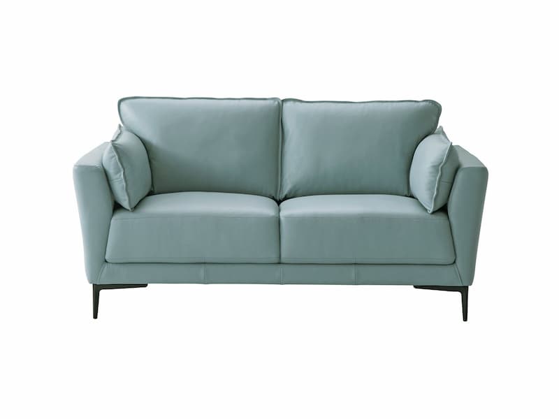 Mesut Sage Green Top Grain Leather & Black Finish Loveseat