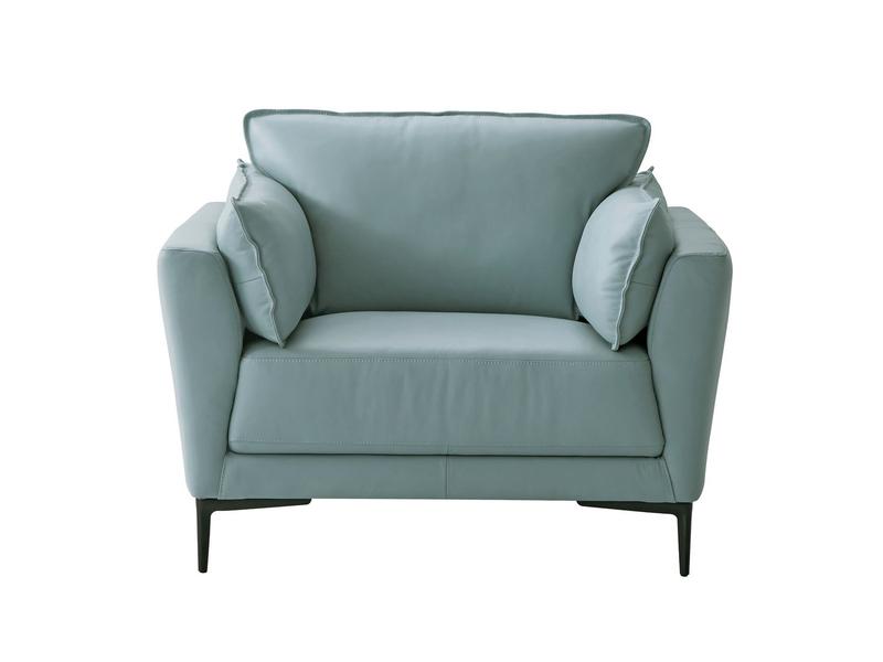 Mesut Sage Green Top Grain Leather & Black Finish Chair