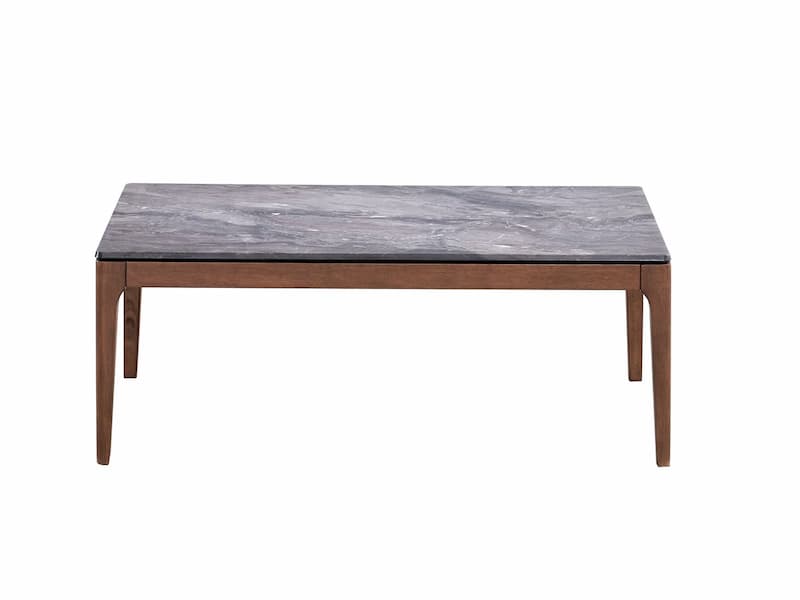 Bevis Engineered Stone & Walnut Finish Coffee Table