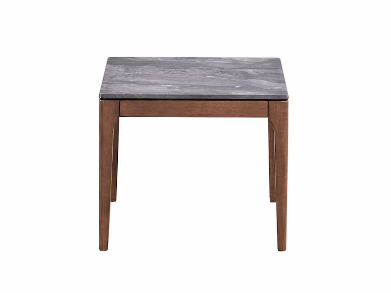 Bevis Engineered Stone & Walnut Finish End Table