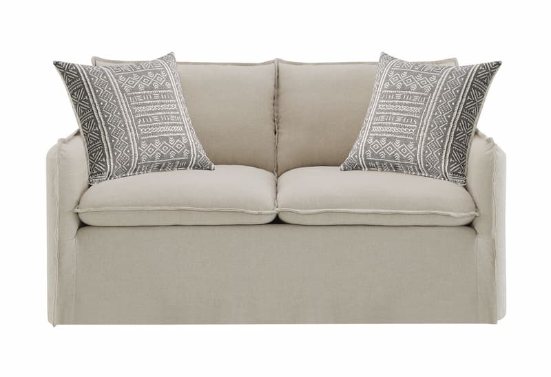 Upendo Beige Linen Loveseat W/2 Pillows