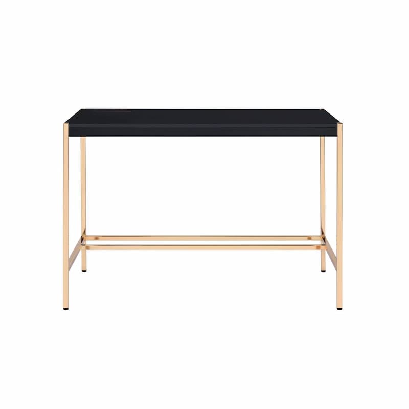 Midriaks Black & Gold Finish Writing Desk W/USB