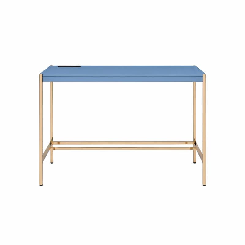 Midriaks Navy Blue & Gold Finish Writing Desk W/USB