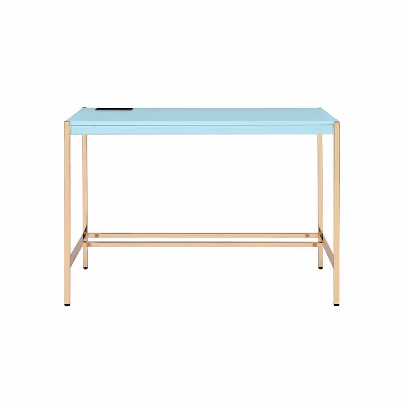 Midriaks Baby Blue & Gold Finish Writing Desk W/USB