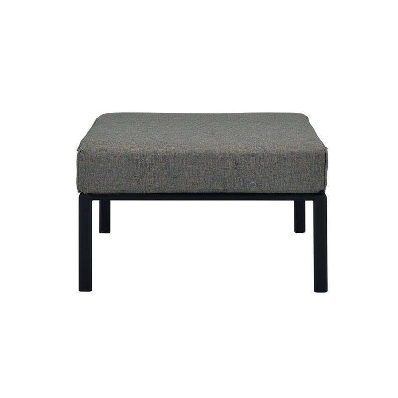 Rajni Gray Fabric & Black Finish Patio Ottoman