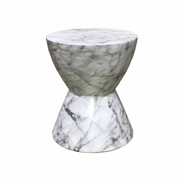Logan End Table - Marble Look - White