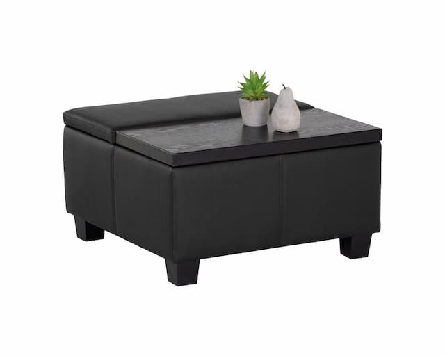 Aldo Lift Top Storage Ottoman - Black / Black Wood