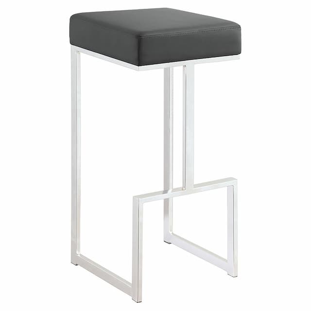 Gervase Square Bar Stool Grey and Chrome