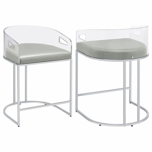 Thermosolis Clear Acrylic Counter Chair Chrome (Set of 2)