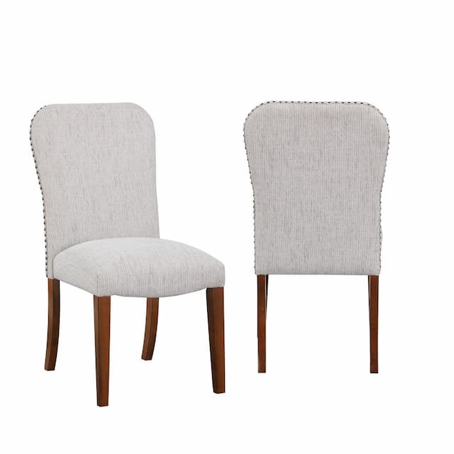 Salina Sea Oat Dining Chair in Performance Fabric with Nail Heads - set of 2