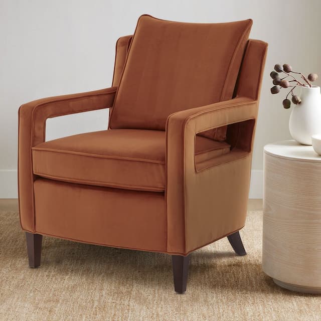 Questa Burnt Orange Velvet Accent Arm Chair 
