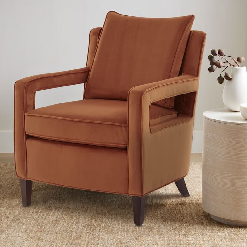Questa Burnt Orange Velvet Accent Arm Chair 