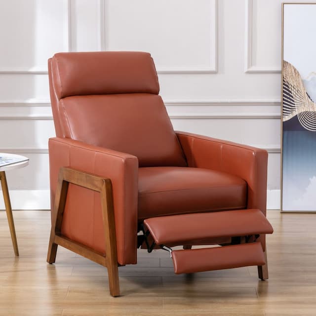 Reed Leather Push Back Recliner - Caramel