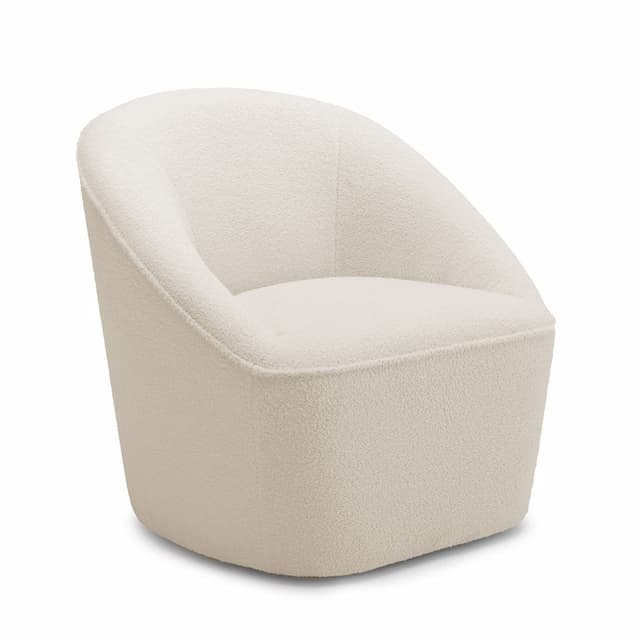 Andria Boucle Swivel Chair - Milky White