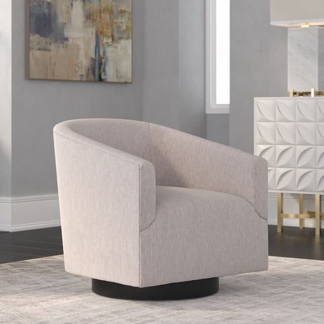 Geneva Oatmeal Wood Base Swivel Chair