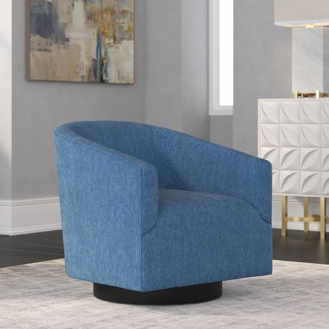 Geneva Cadet Blue Wood Base Swivel Chair