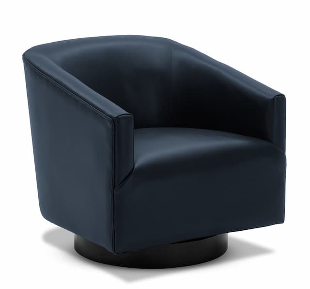 Gaven Midnight Blue Wood Base Swivel Chair