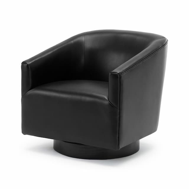 Gaven Black Wood Base Swivel Chair