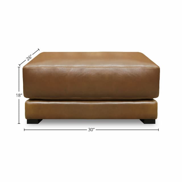 Raffa 100% Top Grain Leather Contemporary Ottoman Footstool