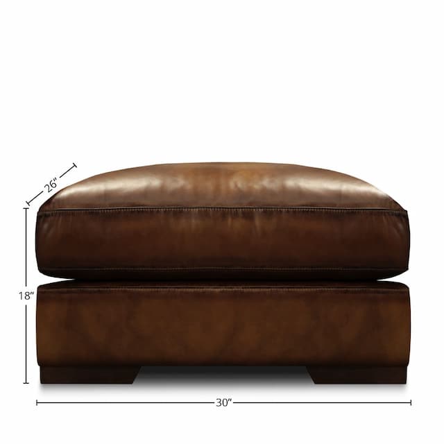 Ramba 100% Top Grain Leather Contemporary Ottoman Footstool