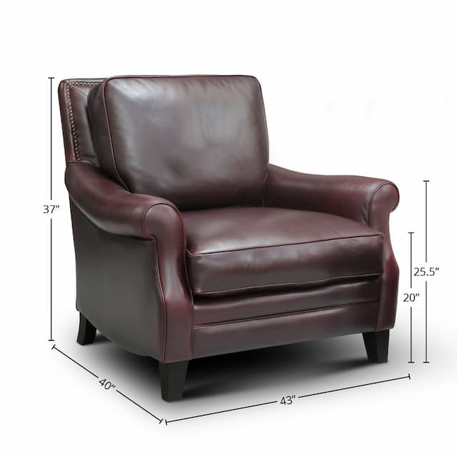 Adriana 100% Top Grain Leather Traditional Armchair