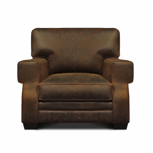 Cordova 100% Top Grain Leather Mid-Century Armchair