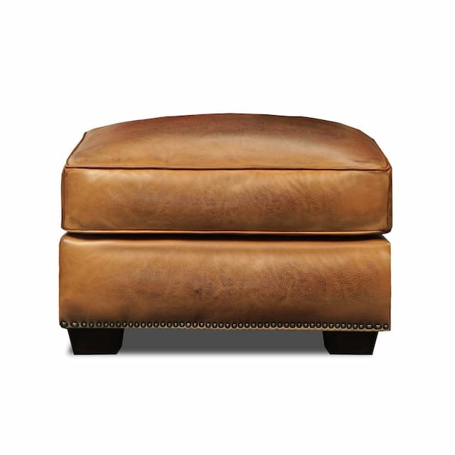 Valencia 100% Top Grain Hand Antiqued Leather Traditional Ottoman