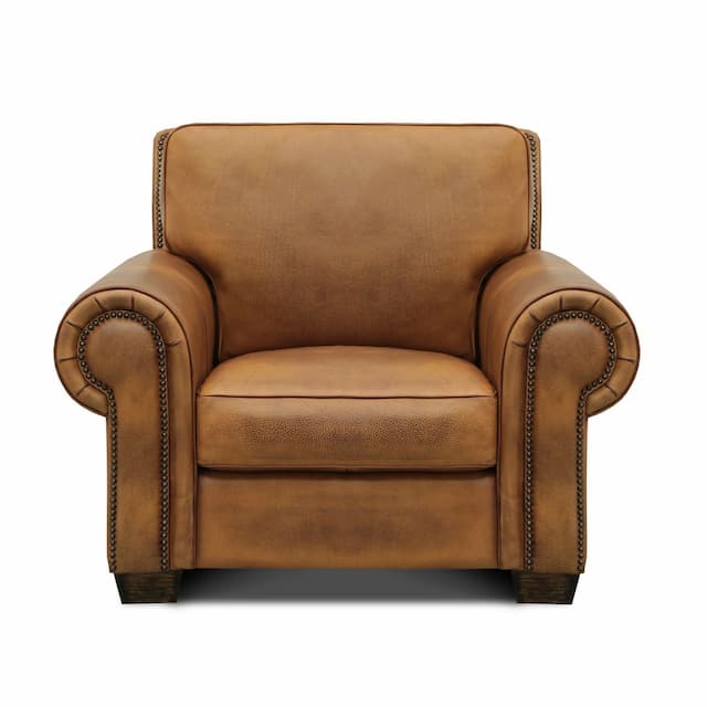 Valencia 100% Top Grain Hand Antiqued Leather Traditional Armchair