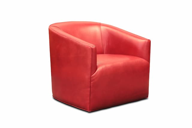 Citi 100% Top Grain Leather Swivel Club Armchair With Waterfall Seat