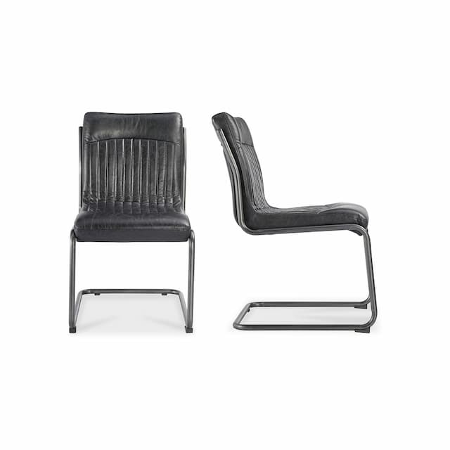 ANSEL DINING CHAIR ONYX BLACK LEATHER-SET OF TWO