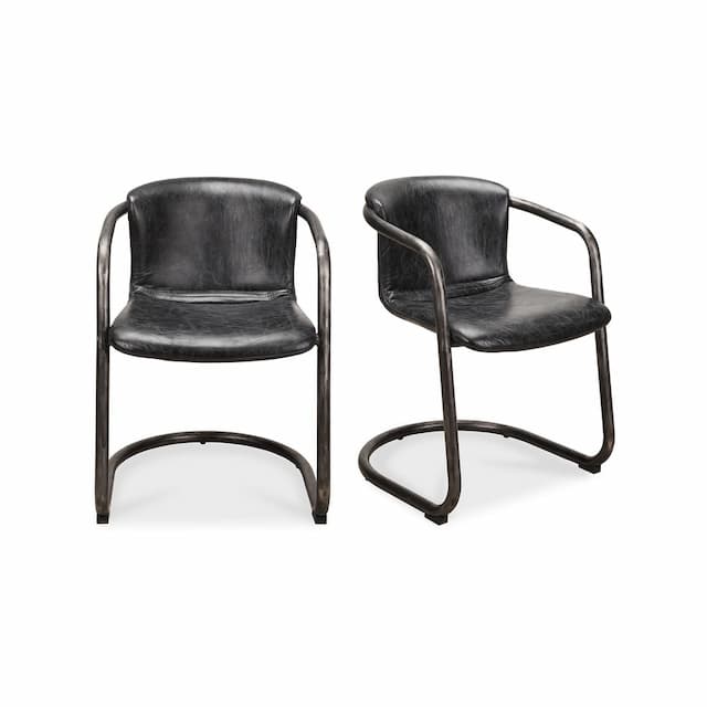 FREEMAN DINING CHAIR ONYX BLACK LEATHER -SET OF TWO