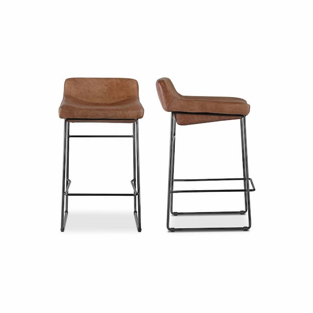 STARLET COUNTER STOOL OPEN ROAD BROWN LEATHER-SET OF TWO