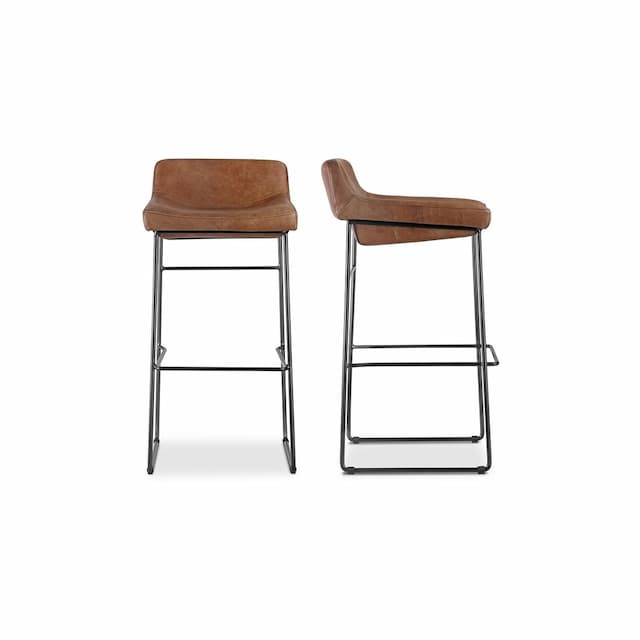 STARLET BARSTOOL OPEN ROAD BROWN LEATHER-SET OF TWO