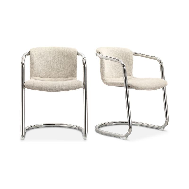 FREEMAN CHROME FRAME DINING CHAIR BLENDED CREAM-SET OF TWO