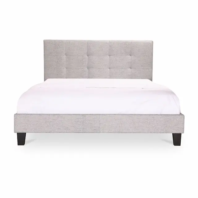 Eliza Queen Bed Light Grey Fabric