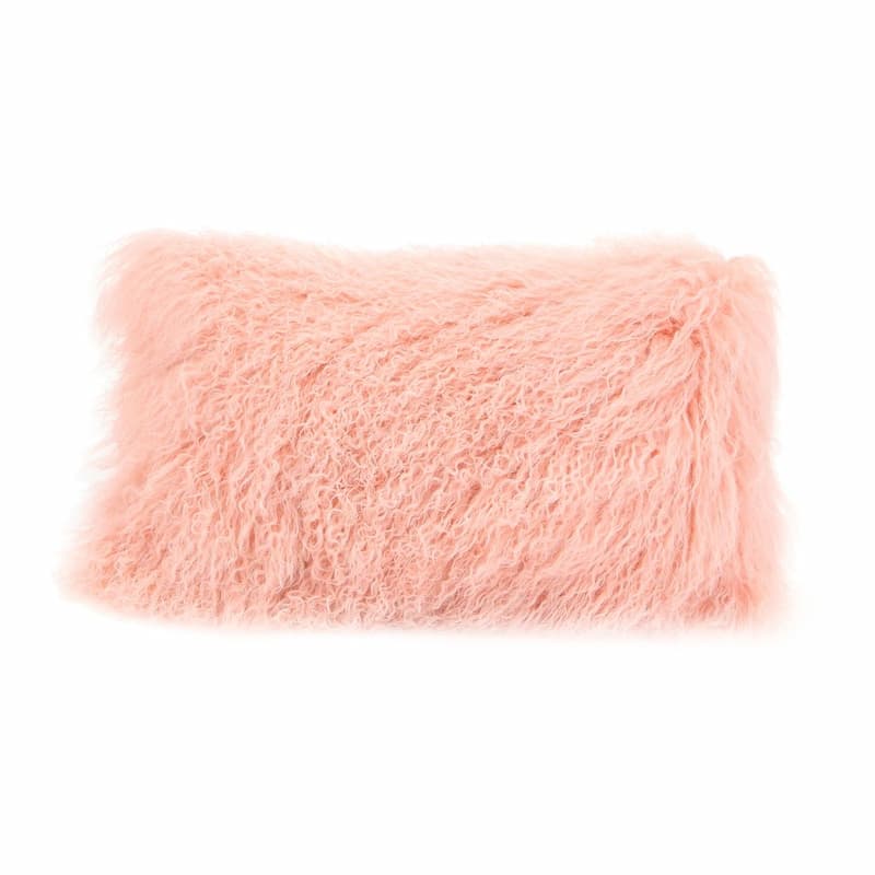 Lamb Fur Pillow Rect. Pink