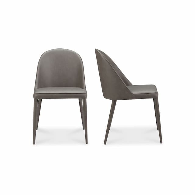 BURTON DINING CHAIR GREY VEGAN LEATHER-SET OF TWO