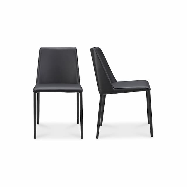 NORA DINING CHAIR BLACK VEGAN LEATHER-SET OF TWO