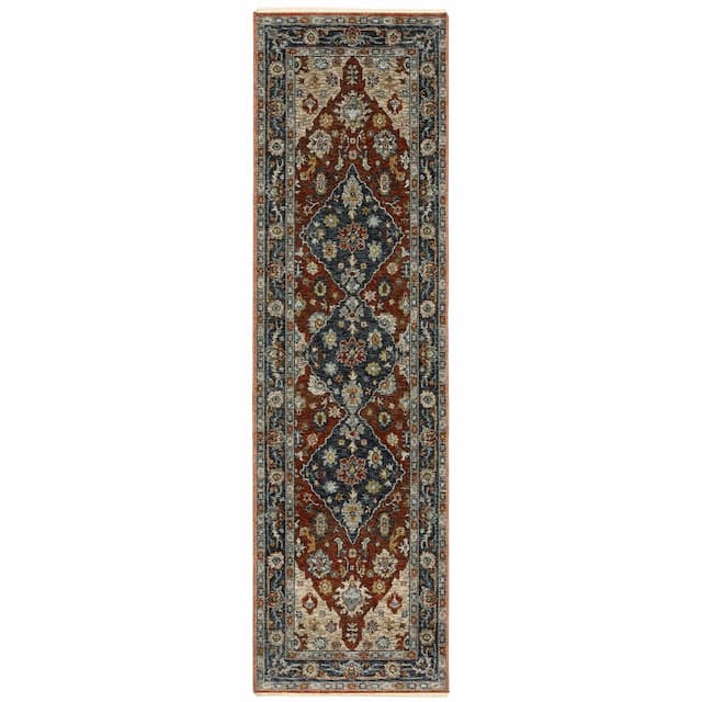 Aberdeen 1143H Rust/ Blue Indoor Area Rug - 2'3" x 7'6"