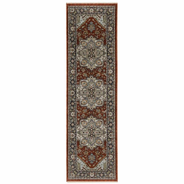 Aberdeen 1144R Red/ Blue Indoor Area Rug - 2'3" x 7'6"