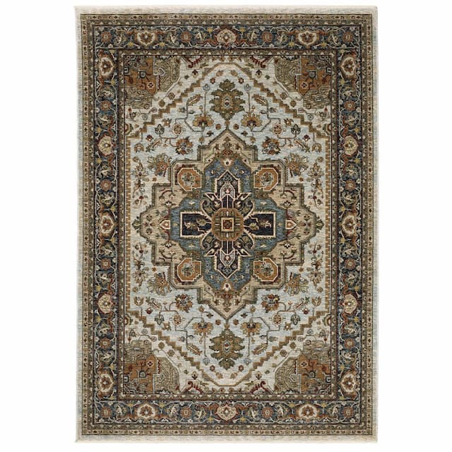 Aberdeen 1144W Beige/ Sky Blue Indoor Area Rug - 2' x 3'