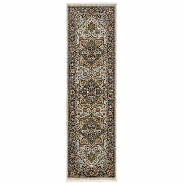 Aberdeen 1144W Beige/ Sky Blue Indoor Area Rug - 2'3" x 7'6"