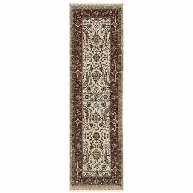 Aberdeen 144D1 Ivory/ Red Indoor Area Rug - 2'3" x 7'6"