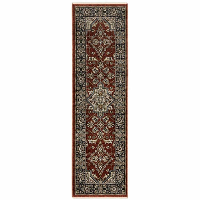 Aberdeen 4151R Red/ Blue Indoor Area Rug - 2'3" x 7'6"