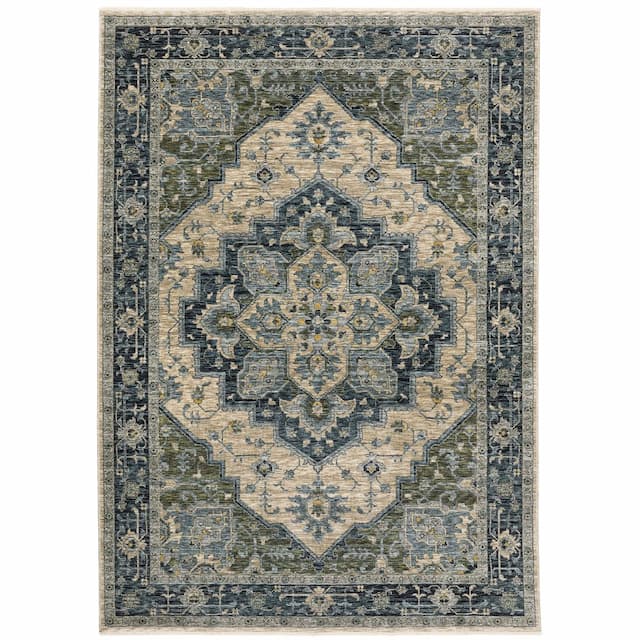 Aberdeen 051G1 Blue/ Tan Indoor Area Rug - 2' x 3'